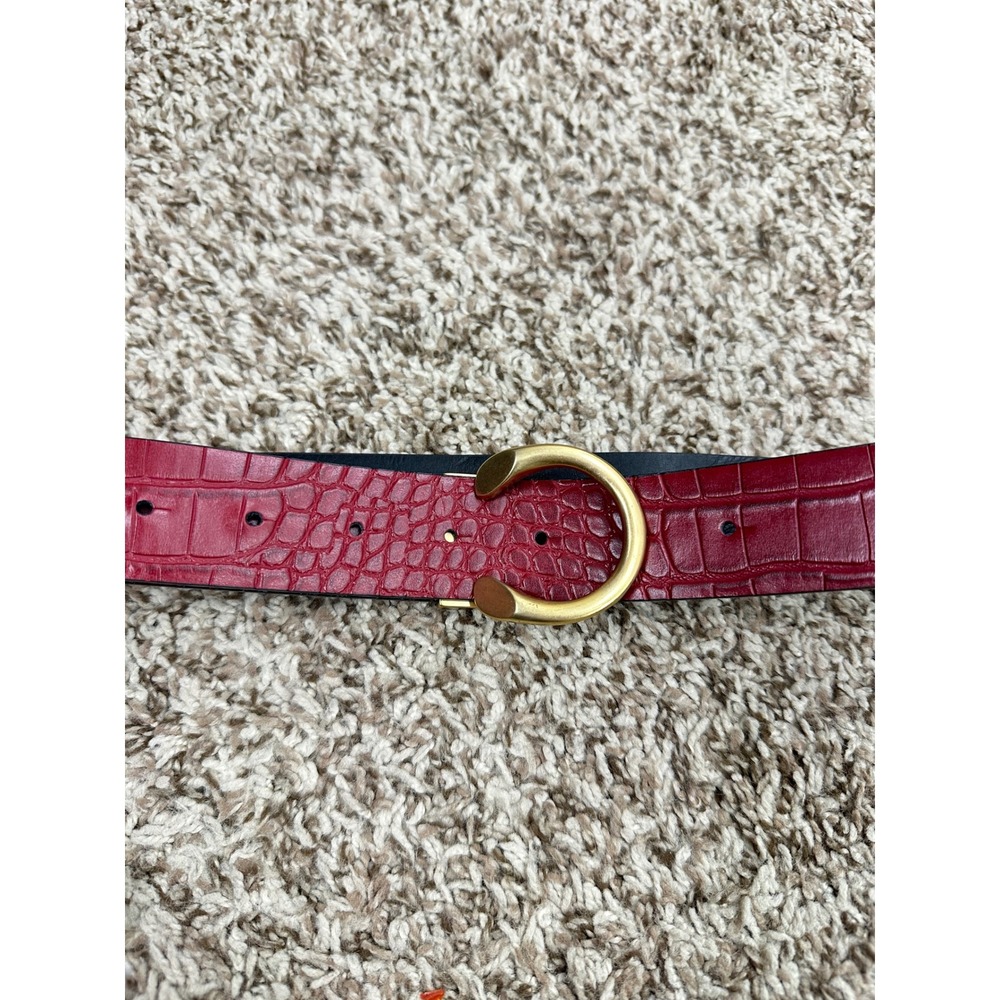 Circus by Sam Edelman Women's Reversible Belt Red Faux Croc Gold Buckle M - Picture 7 of 8
